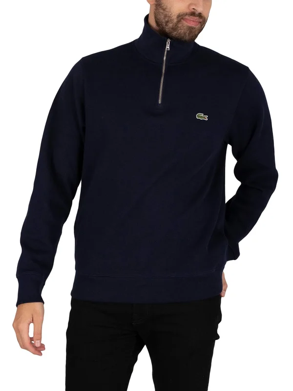 Lacoste Half Zip Logo Sweatshirt Navy
