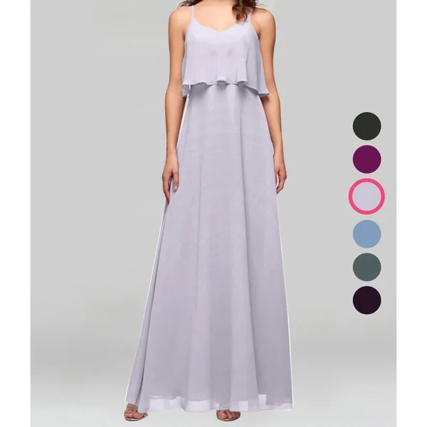 Azazie A-Line/Princess V-Neck Floor-Length Chiffon Bridesmaid Dresses - Fog
