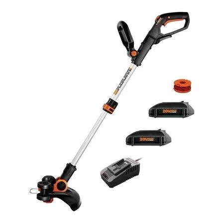 Power Share 20-Volt 12 in Max Lithium-Ion Cordless Grass Trimmer/Edger with Two 2.0 Ah Batteries and One 2 Amp Charger