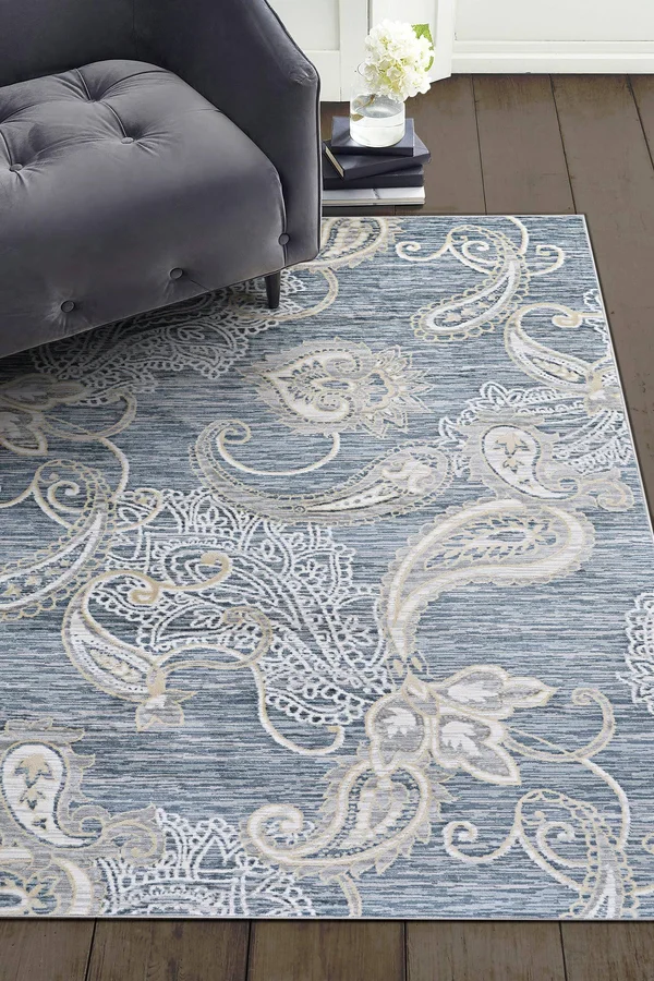 Couristan Nirvana Garden Damask 9&10x22 x 13&2x22 Area Rug in Greystone