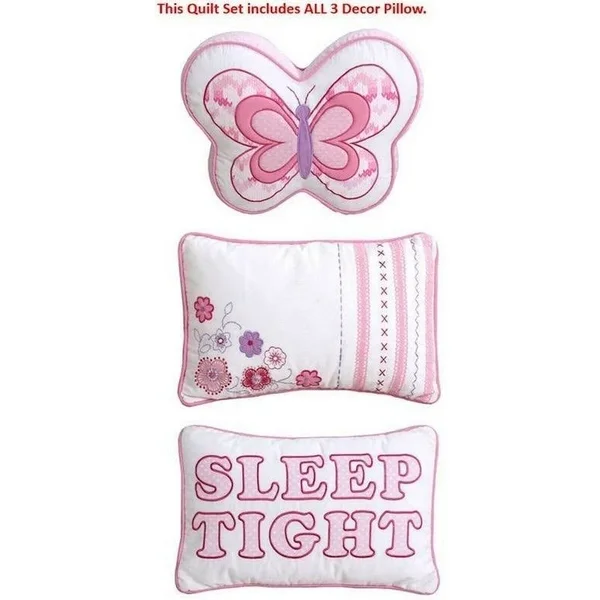 Cami Butterfly Cotton Quilt Set with Decorative Pillows - Twin