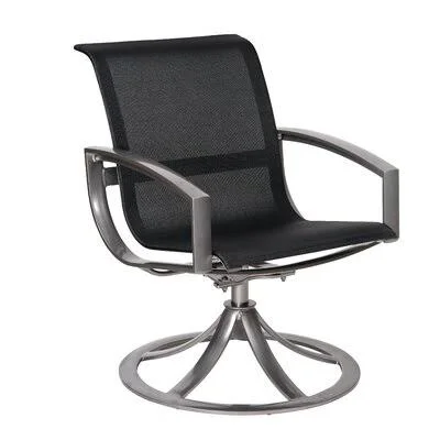 Woodard Metropolis Sling Swivel Patio Dining Chair; Tin Ceiling, Silver