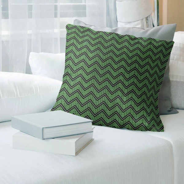 Porch & den Bayberry Chevron Pattern Throw Pillow - 18 x 18 - Green - Synthetic Fiber