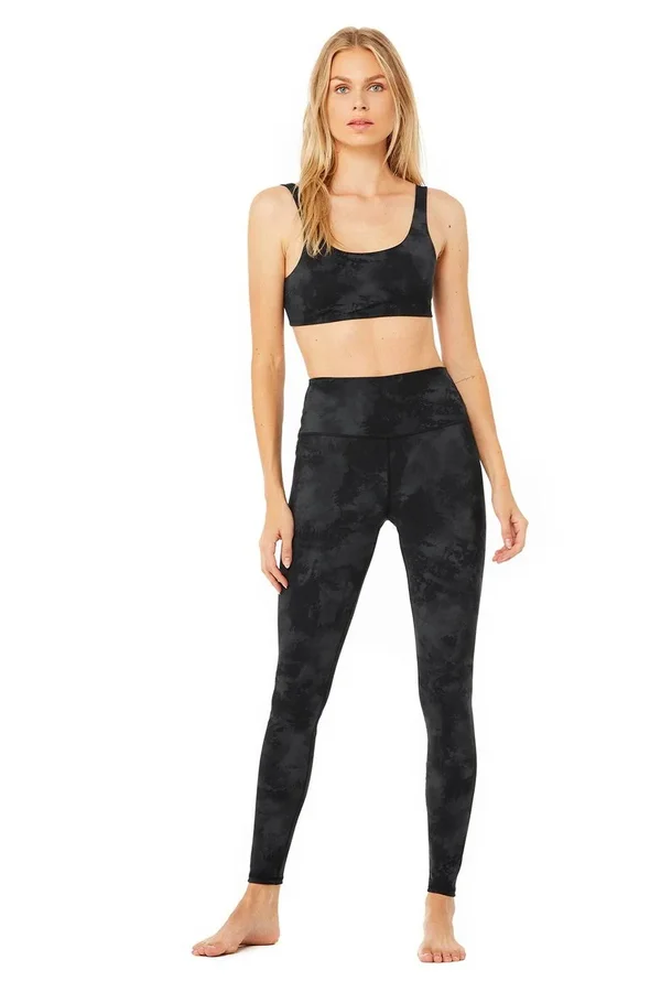 High-Waist Solarized Tie-Dye Legging - Black