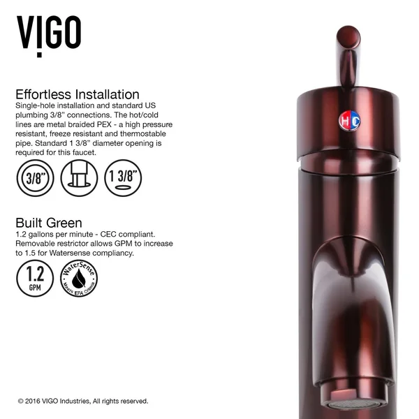 Vigo VG01038RB Setai Single Handle Bathroom Faucet - Oil Rubbed Bronze