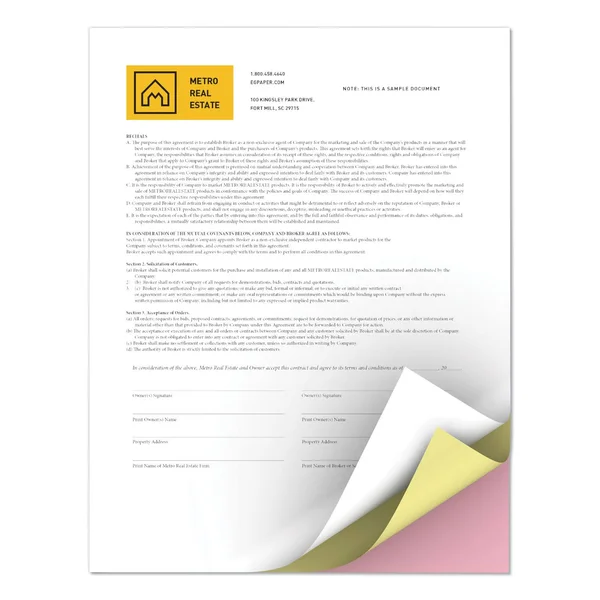 Xerox Bold Digital Carbonless Paper, 8 1/2 x 11, White/Canary/Pink