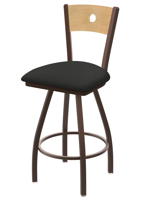 830 Voltaire 36 inch Swivel Counter Stool with Bronze Finish - Natural BACK, and Canter Iron Seat