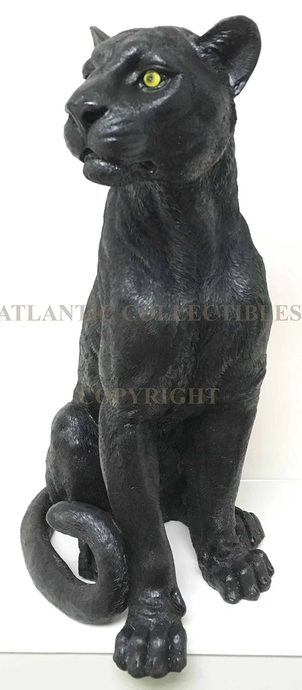 Ebros Gift Large Black Panther Statue 20.5x22 Tall wildlife Black Jaguar Ghost Forest Hunter Sculpture Home and Garden Patio Dec