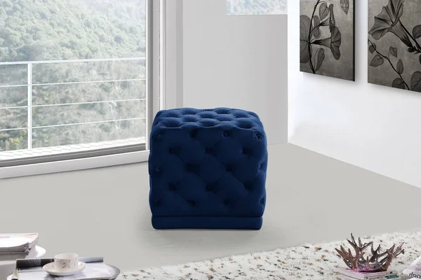 Meridian Furniture 137Navy Stella Navy Velvet Ottoman & Stool