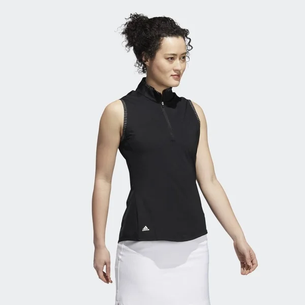 Adidas Women's Ultimate365 Spacedye Sleeveless Golf Polo - Large, Black