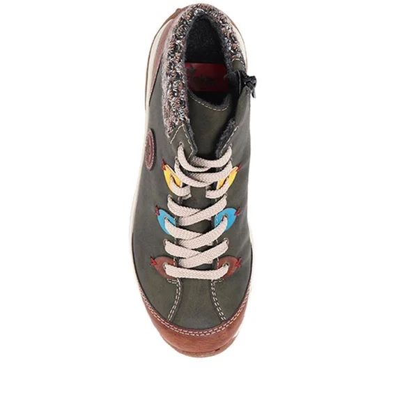 Rieker L5222-24 Ladies Casual Ankle Boots Green/Multi: EU 36