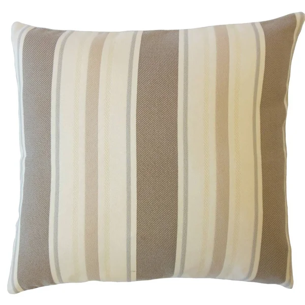 The Pillow Collection Yeriel Striped Down Filled Throw Pillow in Driftwood - Size: 18 x 18