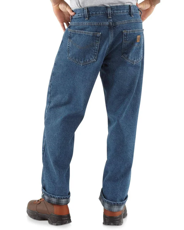 Carhartt Men's Relaxed Fit Jean-Straight Leg/Flannel-Lined