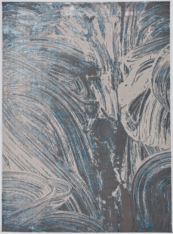 Kas Luna 7130 Silver/Blue Stroked Area Rug 7&10x22 x 10&10x22