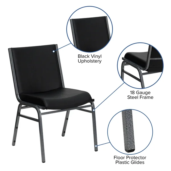 Lancaster Home Hercules Series Black Metal Stack Chair, Size: Beige