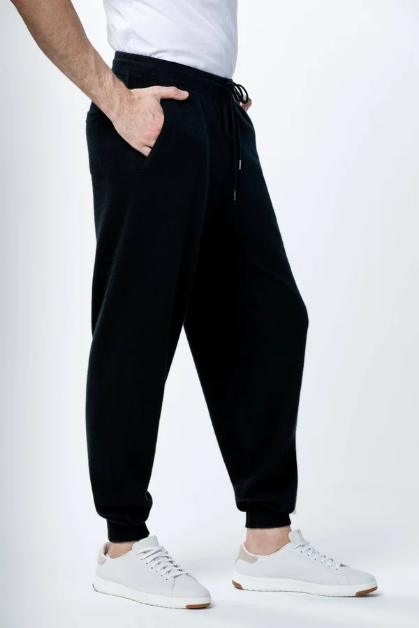 Men's Cashmere Knit Jogger Black - Gobi Cashmere, XL, Black, MK16-81