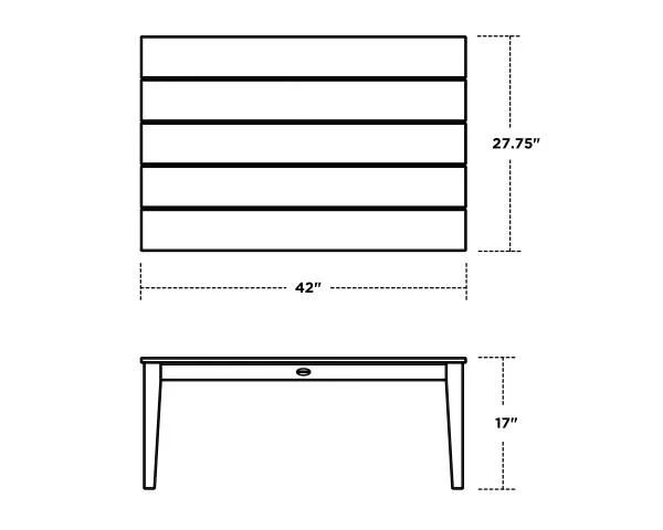 POLYWOOD Newport 28x22 x 42x22 Coffee Table - White - 42" x 17" x 27.38"