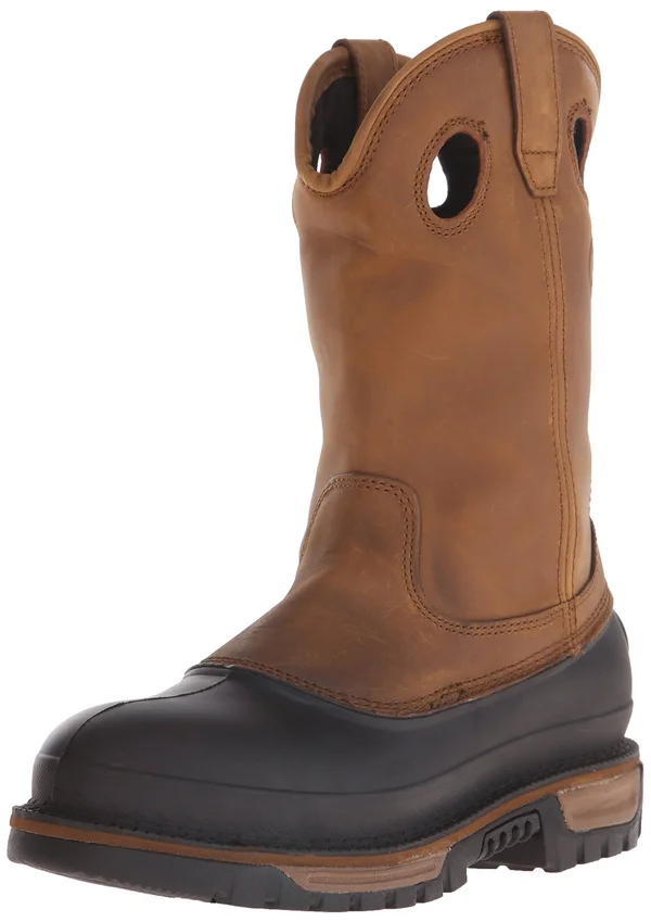 Men's Brown Georgia Boot Muddog Steel Toe Waterproof Wellington Size 10.5(Wide)
