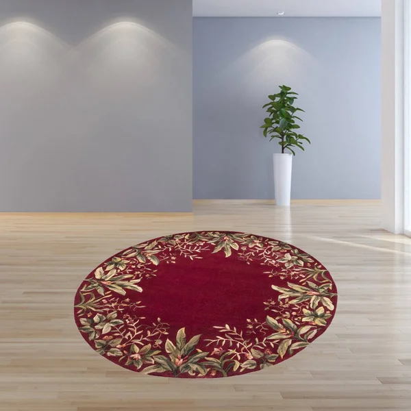 HomeRoots 350233 7&6x22 Round Wool Ruby Area Rug