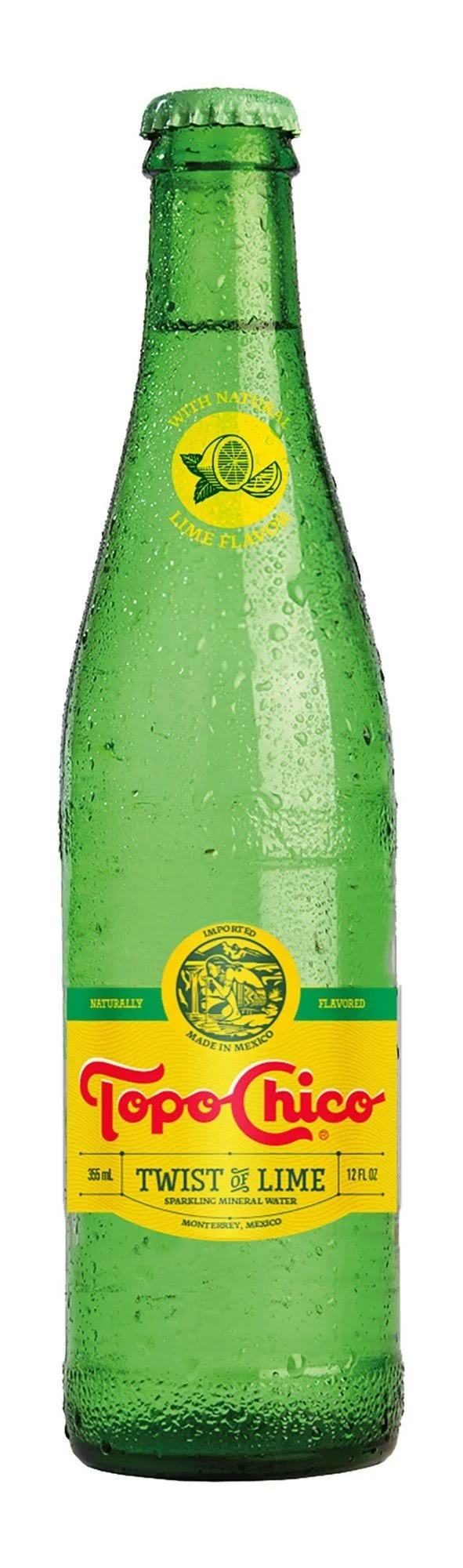 Topo Chico Twist of Lime Sparkling Mineral Water 12 Ounce Glass Bottles - Pack of 12