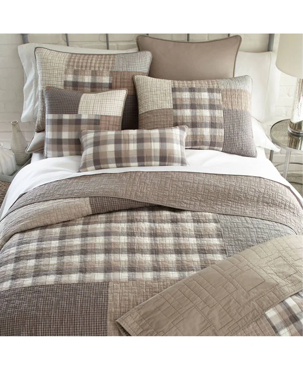 Donna Sharp 3 Piece Smoky Square Quilt Set - King, Cotton