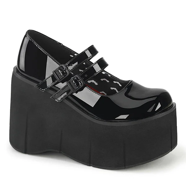 Demonia, Kera-08 Women's Double Strap Goth Platform Shoes White Vegan Leather, 10