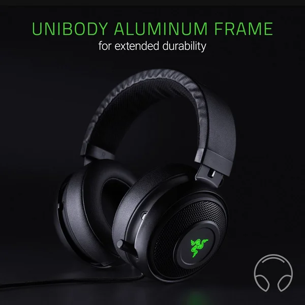 Razer Kraken 7.1 V2 Gaming Headset - Oval Ear Cushions - Black