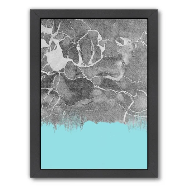Contemporary Blue-Grey Framed Art Set - Black