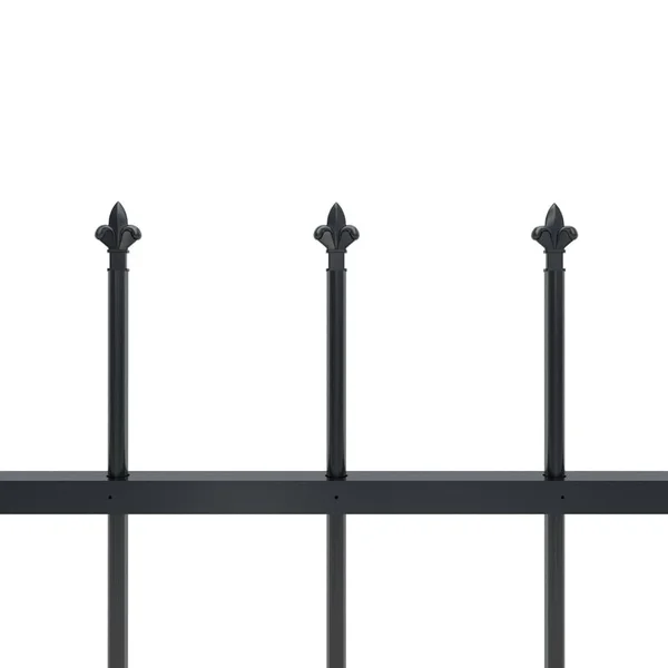 vidaXL Garden Fence with Spear Top Steel 468.5x22x23.6x22 Black