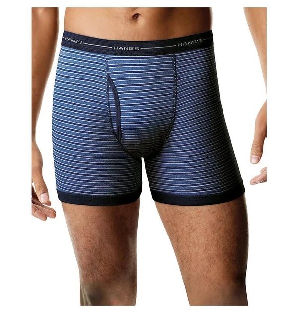 Hanes Men's TAGLESS Striped Ringer Boxer Brief with Comfort Flex Waistband 5-Pack