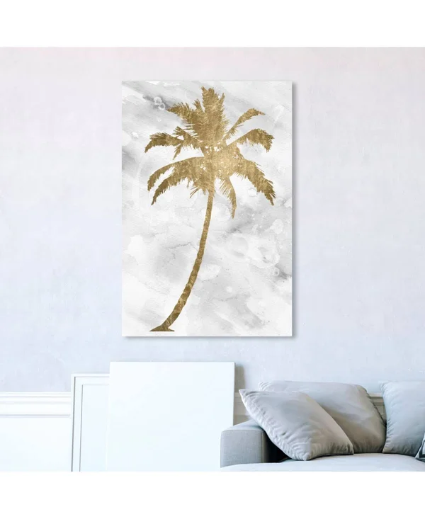 Oliver Gal 'Palm Tree Gold' Floral and Botanical Wall Art Canvas Print - Gold, Gray - 30 x 45