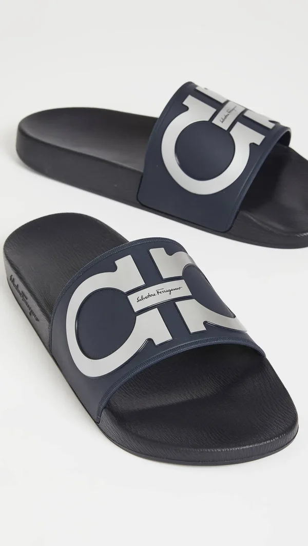 Men's Salvatore Ferragamo Groove 2 Slide Sandal - Size 13 M - Blue