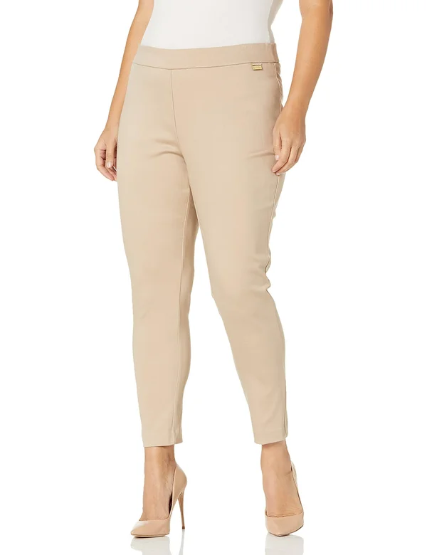Calvin Klein Women's Plus Pull-On Cropped Pants - Latte - Size 1x