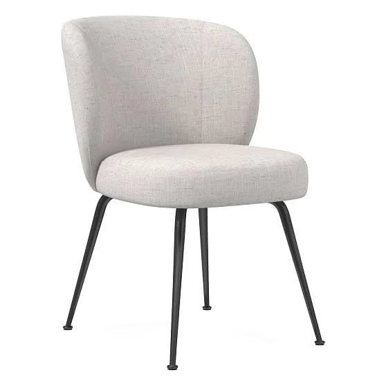 Greer Dining Chair, Performance Coastal Linen, White, Antique Bronze