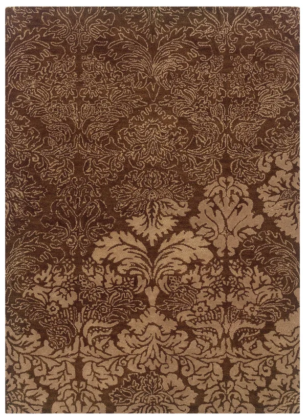 Linon Florence Damask Wool Rug - Brown