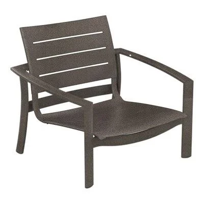 Kor Aluminum Slat Patio Dining Chair Tropitone Frame Color: Graphite, Seat Finish: Woodland Green