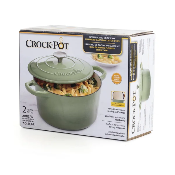 Crock-pot Classics 2 Piece 7 qt Enamel Cast Iron Dutch Oven in Green