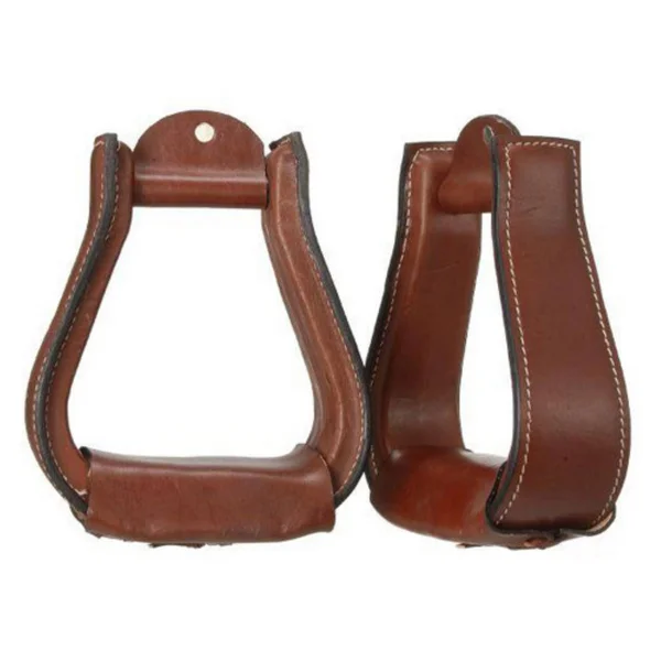 Tough 1 Leather Covered Stirrups - Dark Oil