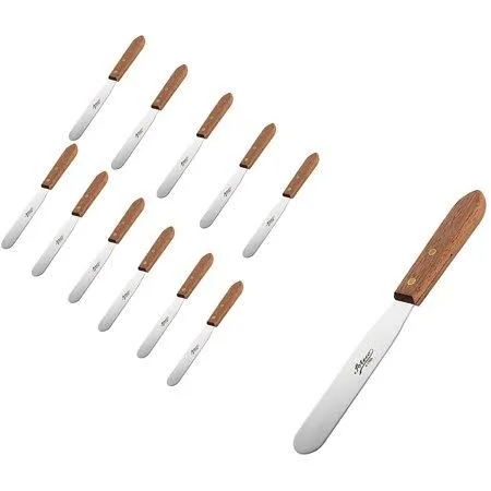 Ateco 1386 Icing Spatula with Wood Handle for Desserts (12 PC, Straight 6'')