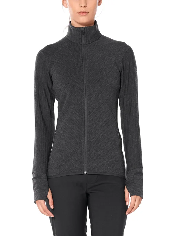 Icebreaker Women's Descender LS Zip Top - Xs - Jet Heather