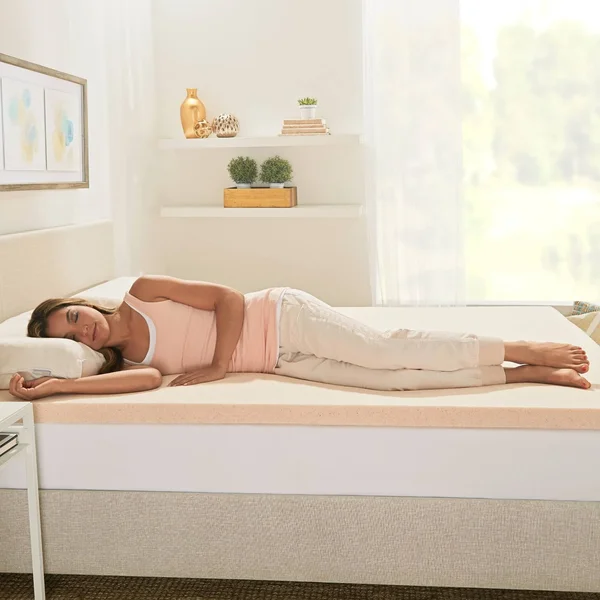 Twin 1.5 Copper Infused Gel Memory Foam Mattress Topper Beige - Made by Design
