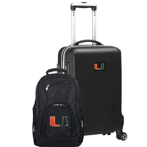 Mojo Miami Hurricanes Deluxe 2-Piece Backpack and Carry on Set - Black