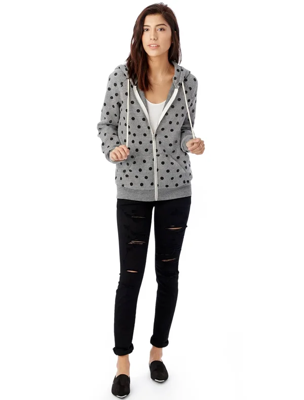 Alternative - Ladies& Adrian Eco-Fleece Hoodie-ECO Gry/ Blk dot-2XL