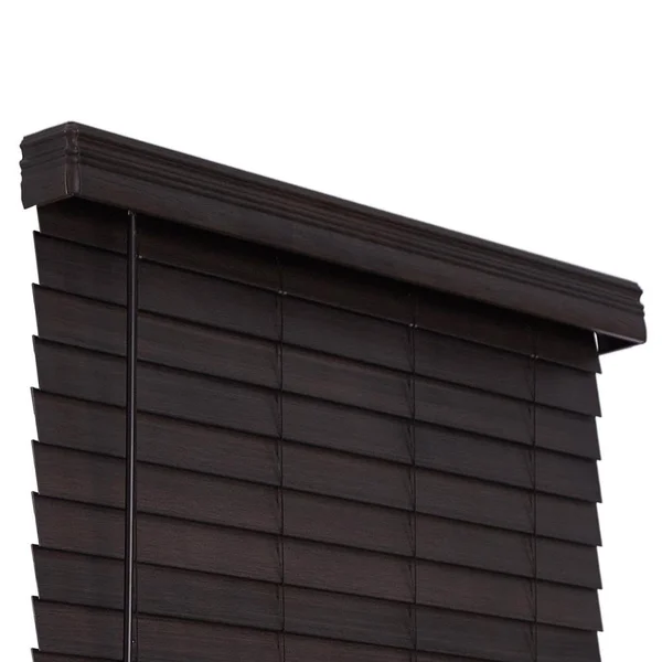 Allen + Roth 2.5-in Slat Width 62-in x 72-in Cordless Walnut Faux Wood Room Darkening Horizontal Blinds in Brown - DFHSD6672-62