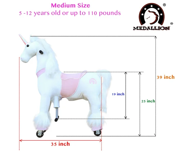 Medallion - My Pony Ride on Real Walking Horse for Children 5 to 12 Years Old or Up to 110 Pounds (Color Medium Pink Unicorn) fo