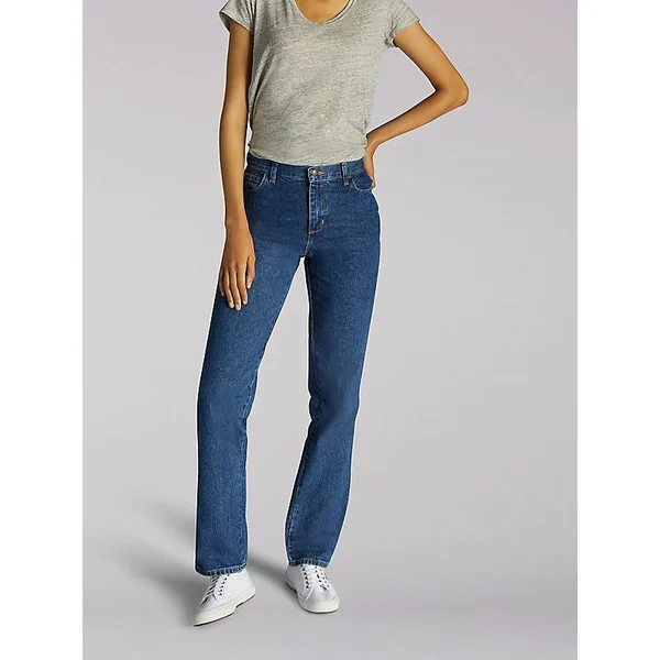 Lee Women's Original Relaxed Fit Straight Leg Jeans Dark (Size 4 x S)