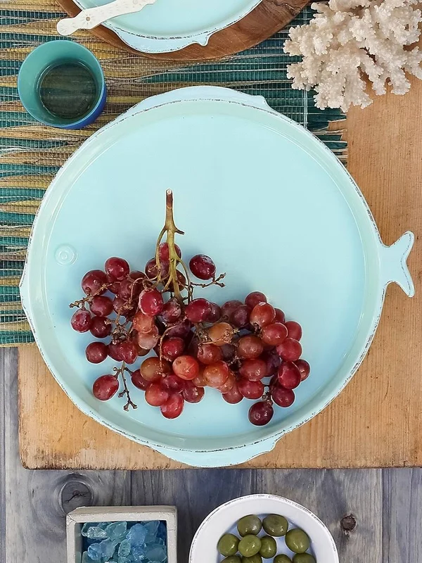 Vietri Melamine Lastra Fish Round Platter - White