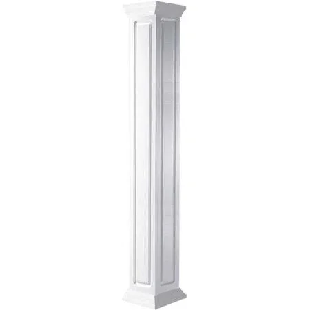 10 inchw x 06&h Craftsman Classic Square Non-Tapered, Raised Panel Column, Crown Capital & Crown Base, Size: 10 inchw x 72 i