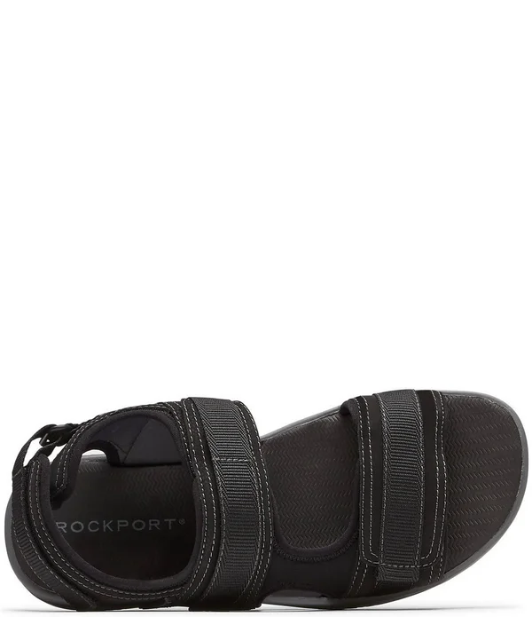 Rockport Men's Lucky Bay Sport 3 Strap Suede Sandals - Mens, 10M, Black