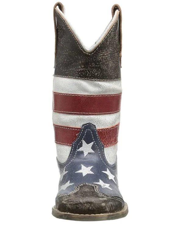 Roper Kids American Flag Square Toe Western Boots